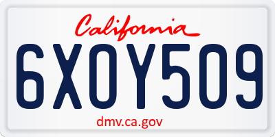 CA license plate 6XOY509