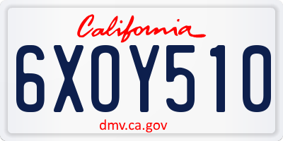 CA license plate 6XOY510
