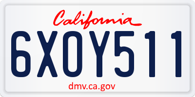 CA license plate 6XOY511