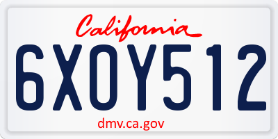 CA license plate 6XOY512