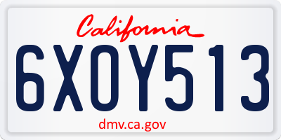 CA license plate 6XOY513