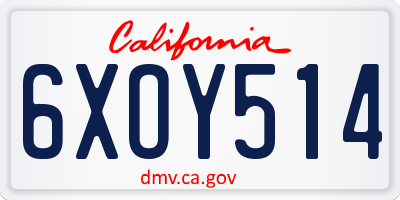 CA license plate 6XOY514