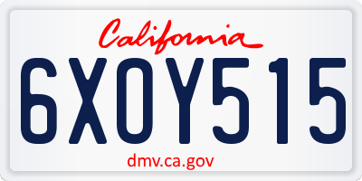 CA license plate 6XOY515