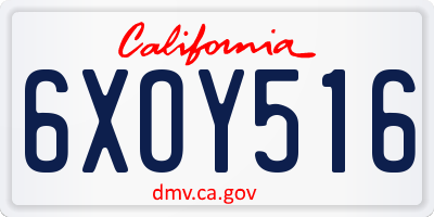 CA license plate 6XOY516
