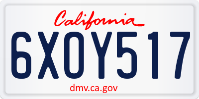 CA license plate 6XOY517