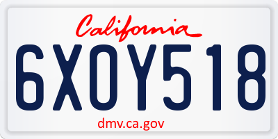 CA license plate 6XOY518