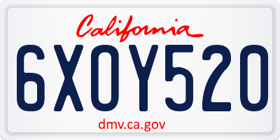 CA license plate 6XOY520