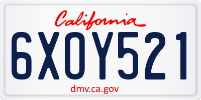 CA license plate 6XOY521