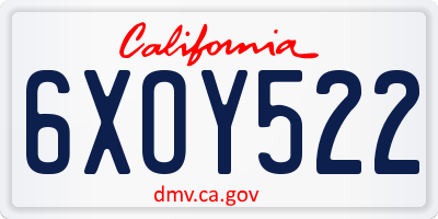 CA license plate 6XOY522