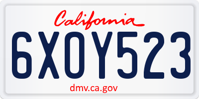 CA license plate 6XOY523