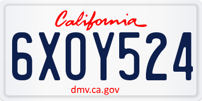 CA license plate 6XOY524