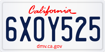 CA license plate 6XOY525