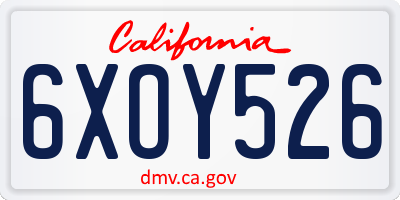 CA license plate 6XOY526