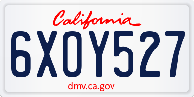 CA license plate 6XOY527