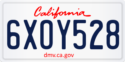 CA license plate 6XOY528