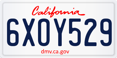 CA license plate 6XOY529
