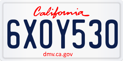 CA license plate 6XOY530