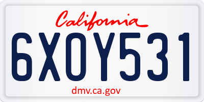 CA license plate 6XOY531