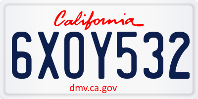 CA license plate 6XOY532