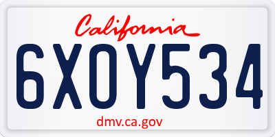 CA license plate 6XOY534