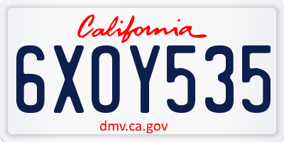 CA license plate 6XOY535