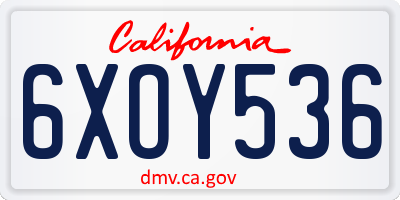 CA license plate 6XOY536