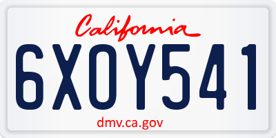 CA license plate 6XOY541