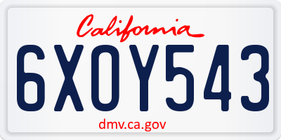 CA license plate 6XOY543