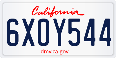 CA license plate 6XOY544