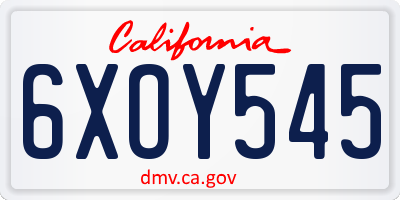 CA license plate 6XOY545