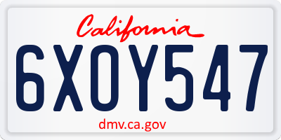 CA license plate 6XOY547