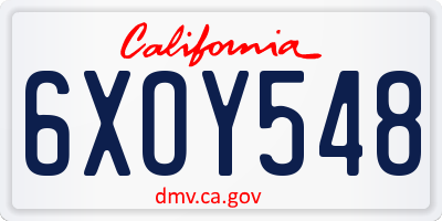 CA license plate 6XOY548