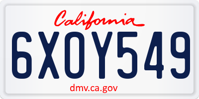 CA license plate 6XOY549