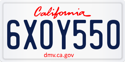 CA license plate 6XOY550