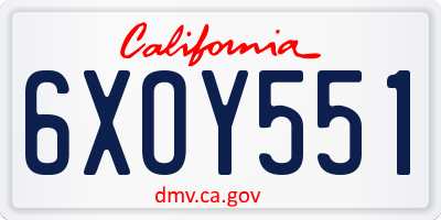 CA license plate 6XOY551