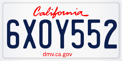 CA license plate 6XOY552