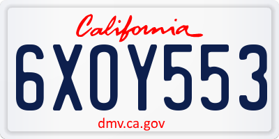 CA license plate 6XOY553