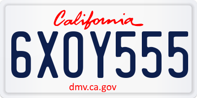 CA license plate 6XOY555