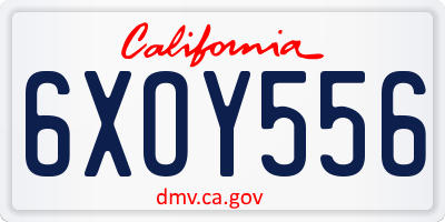 CA license plate 6XOY556
