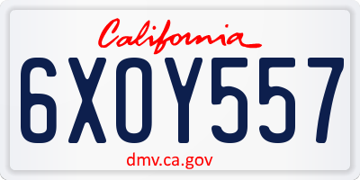CA license plate 6XOY557