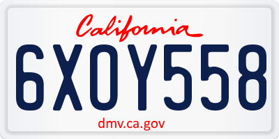CA license plate 6XOY558