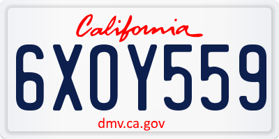 CA license plate 6XOY559