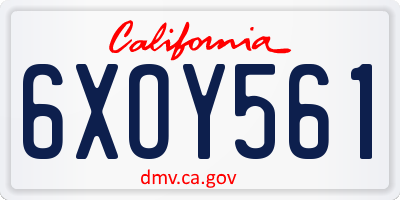 CA license plate 6XOY561