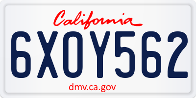 CA license plate 6XOY562