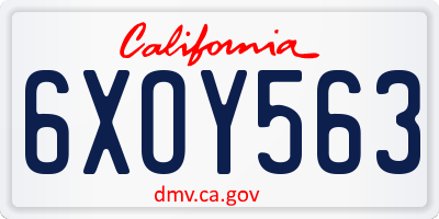 CA license plate 6XOY563