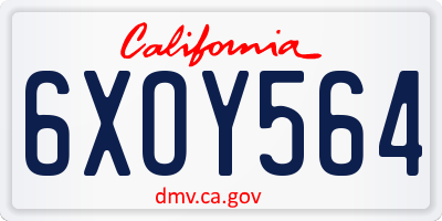 CA license plate 6XOY564