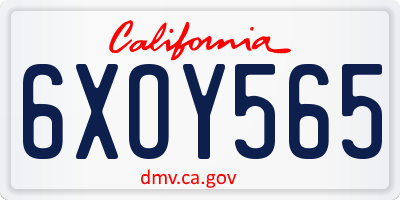 CA license plate 6XOY565