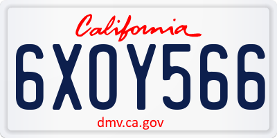 CA license plate 6XOY566