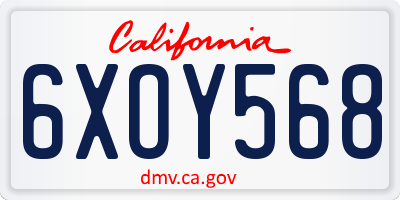 CA license plate 6XOY568