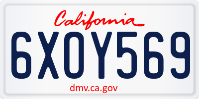 CA license plate 6XOY569